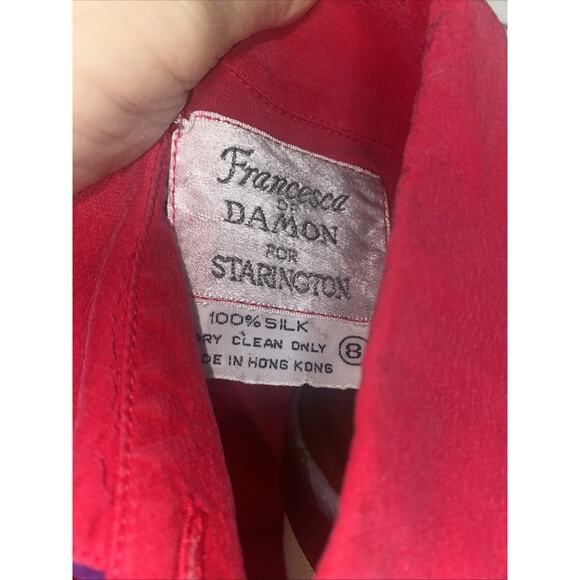 80s Francesca of Damon For Starlington Bright Pink 100% Silk Pencil Dress Sz 8 - Picture 9 of 9